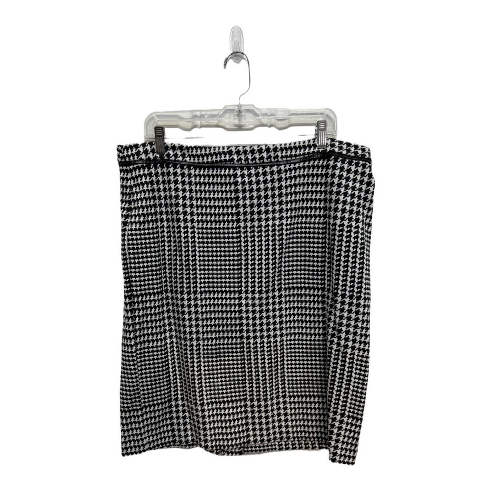 Talbots Pencil Womens Black/White Houndstooth Plaid Cotton Skirt Size 16 Preppy